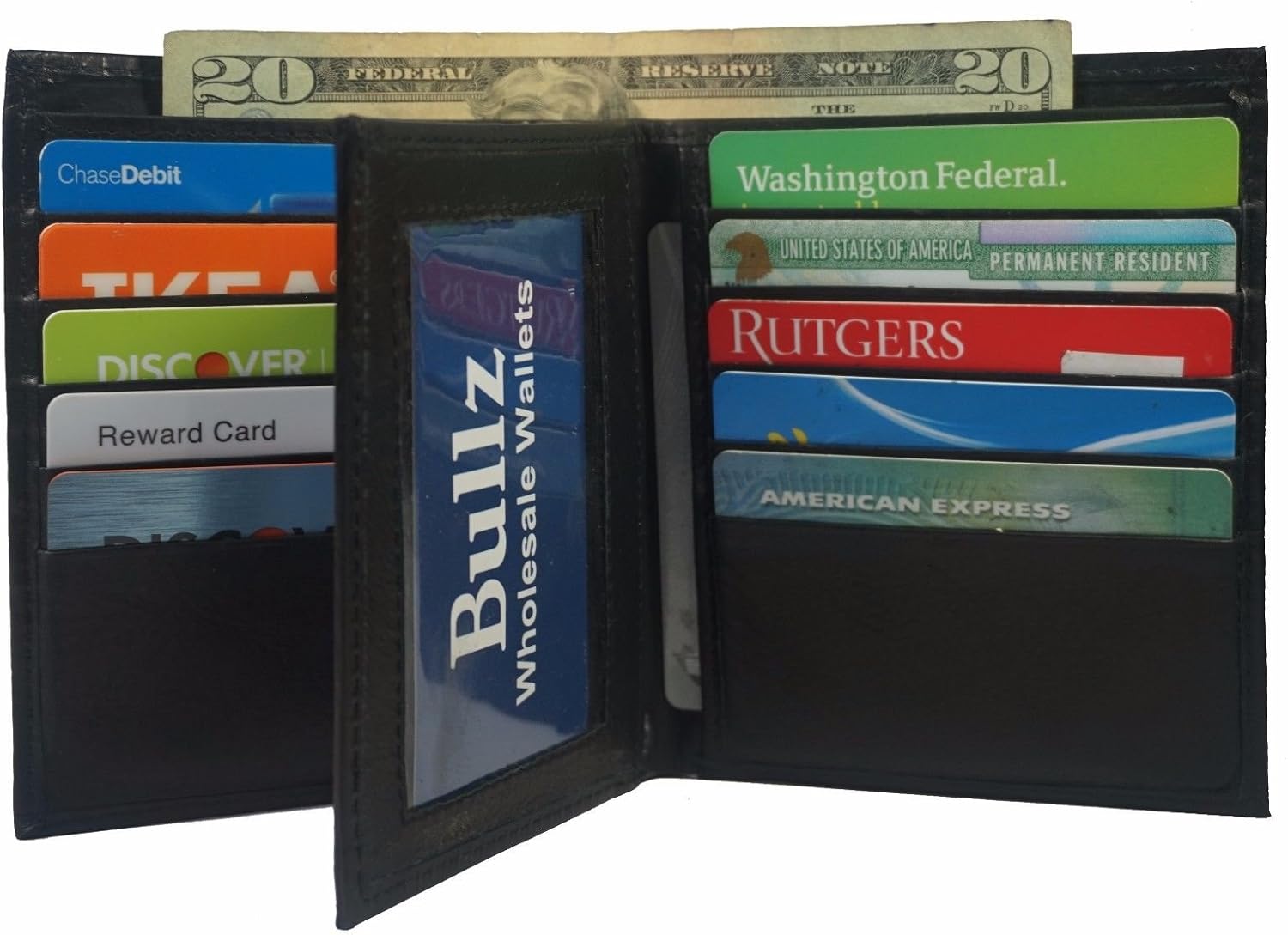Genuine Leather European Style Hipster Bifold Wallet For Men - Large Capacity With Card Slots & ID Window