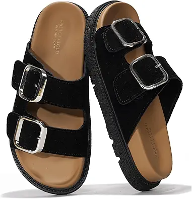 Project Cloud Platform Summer Sandals for Women 2025 - Comfortable and Adjustable Straps Summer Slides with Memory Foam Insole - Non-Slip Casual Womens Sandals