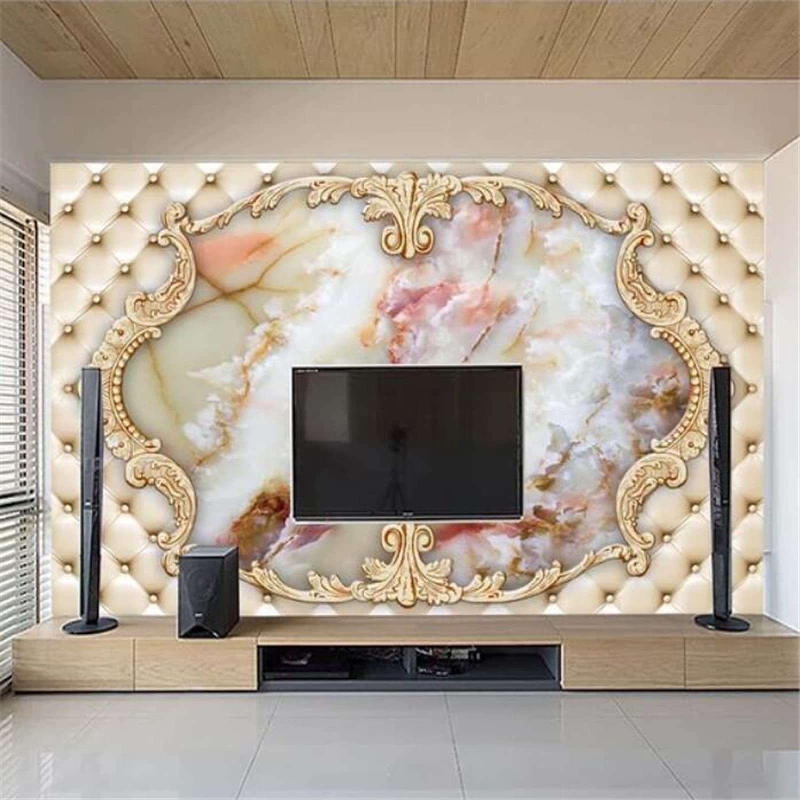 Mural 3D salon tapeta złota tapicerka marmur PCW samoprzylepna sypialnia tło naklejka ścienna sztuka ścienna
