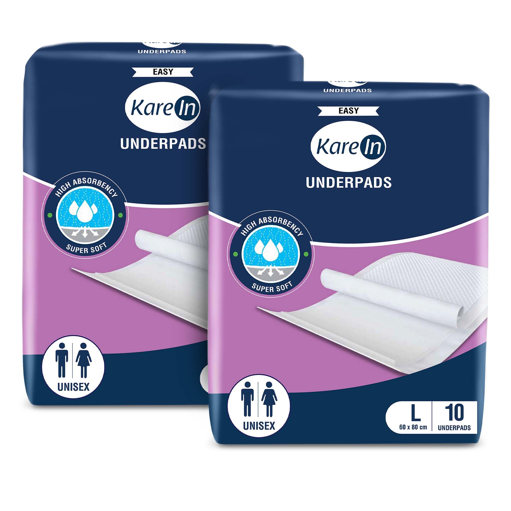 KareIn Easy Underpads, Large 60 X 80 Cm, 20 Count, High Absorbency, Leak Proof, Unisex, Pack of 2 (B0CQG8WTBJ) Amazon Price History, Amazon Price Tracker