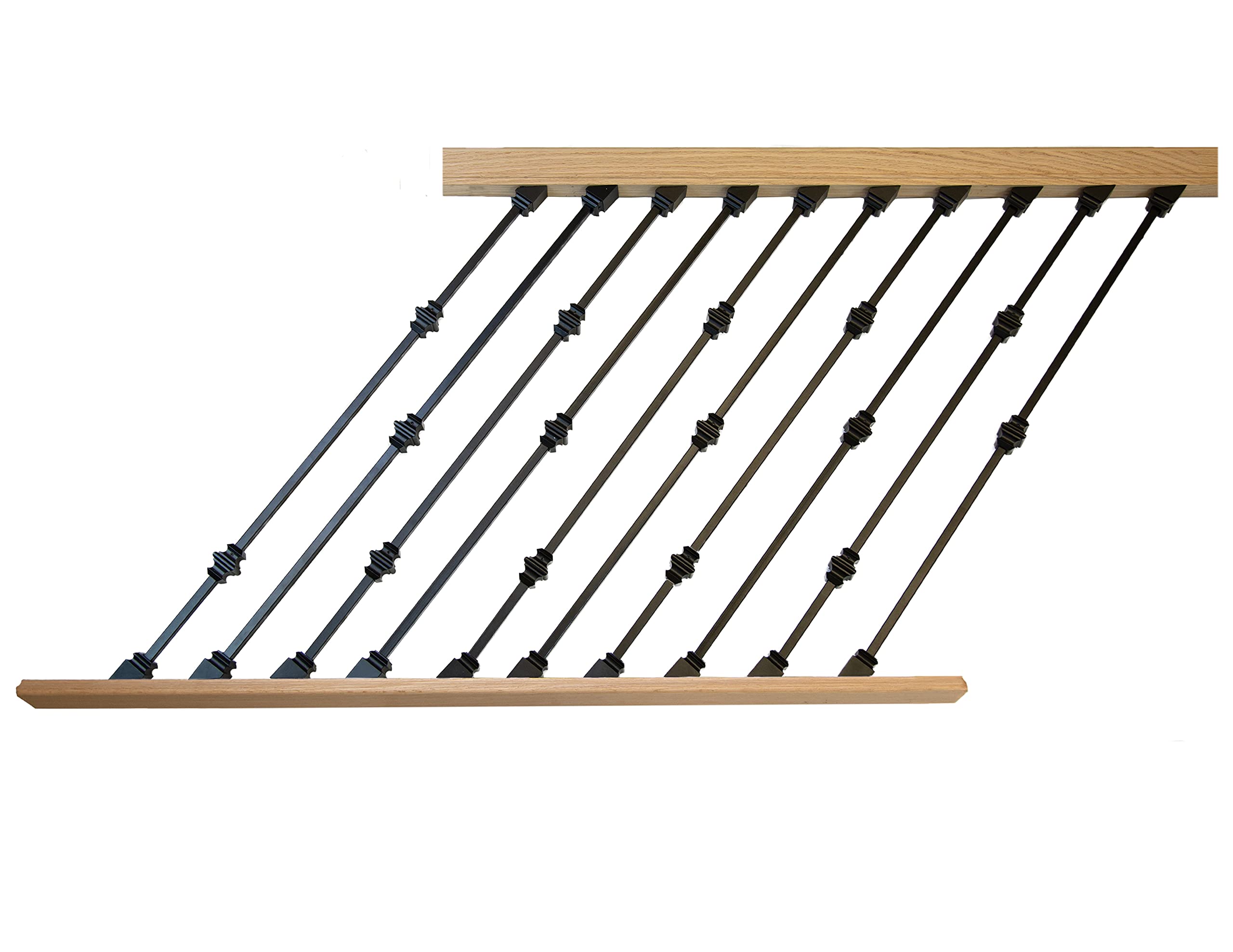 DIY Indoor Stair Rail Section Kit with Black Knuckle Balusters (Single Knuckle, Double Knuckle) (Rake 6ft)