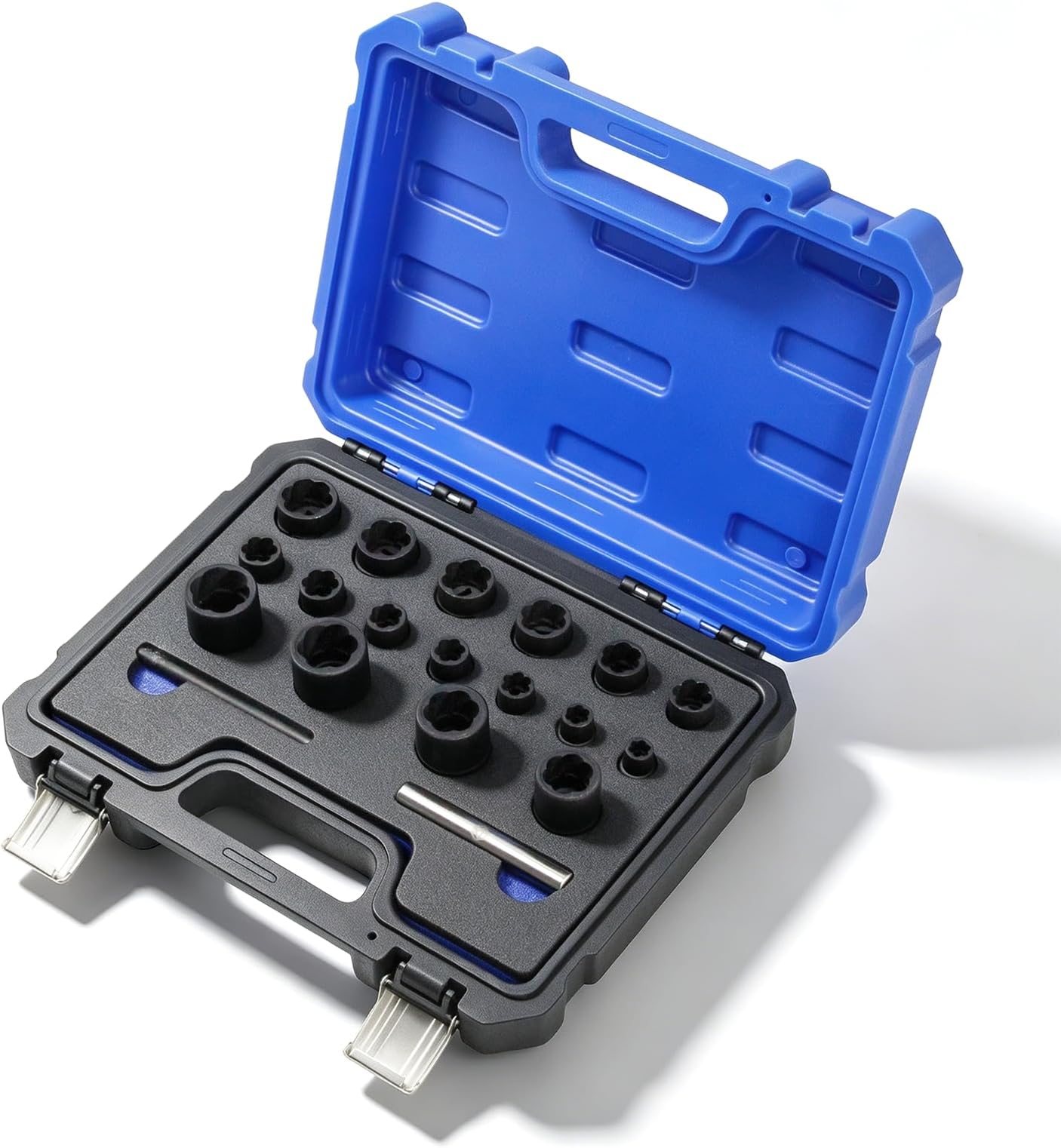 19-Piece 1/2โ and 3/8โ Drive Impact Bolt & Nut Extractor Socket Set (8-22mm) - for Removing Damaged, Frozen, Rusted, Rounded, Stripped Fasteners in Automotive Repair & Furniture Assembly