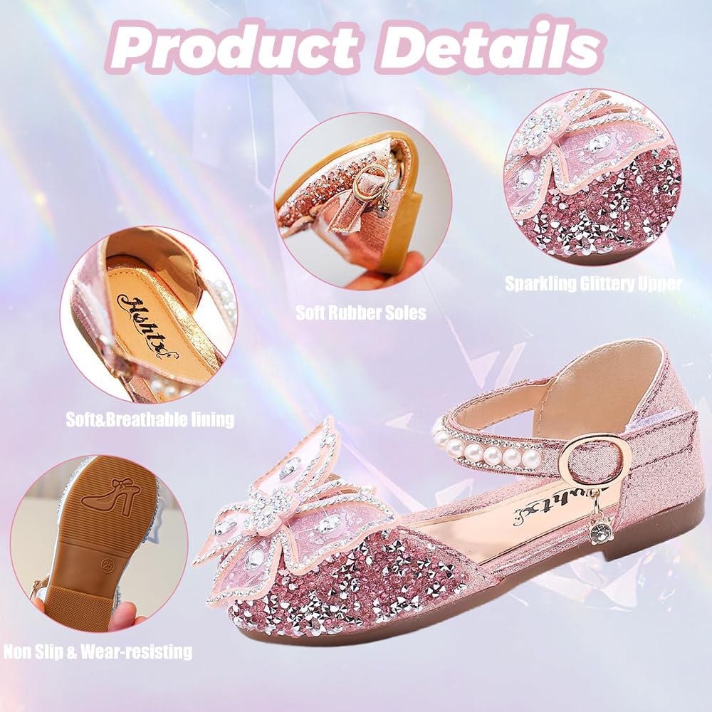 Scarpe da Principessa per Ragazze Mary Janes Bambina Scarpe Cosplay con Paillettes Eleganti per Cerimonia Festa Cosplay Matrimoni
