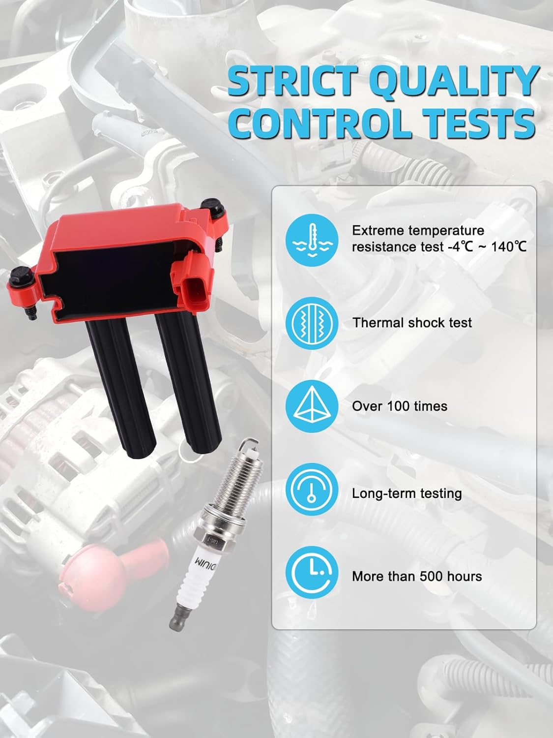 UF504 Ignition Coil Pack Iridium Spark Plug For Chrysler 300 Aspen,For Dodge Challenger Charger Durango Magnum Ram 1500 2500 3500,For Jeep Commander Grand Cherokee 5.7L 6.1L 2005-2016,8 PCS