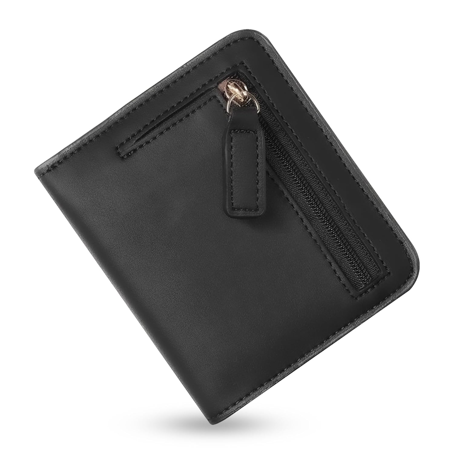 Contacts RFID Blocking Leather Wallet for Men & Women – Slim Bifold Design with Zipper Coin Pocket, ID Window & Multiple C...