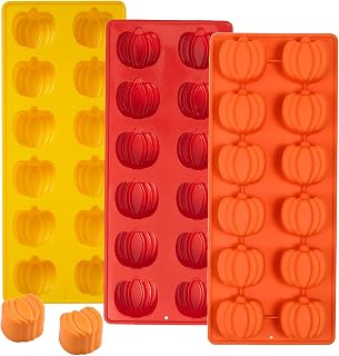 Pumpkin Chocolate Mold, 3 Pack Mini Pumpkin Silicone Chocolate Molds Autumn Candy Mold for Fall Baking Cake Decoration HalloweenThanksgiving Muffin Cake Soap Candle Cookies