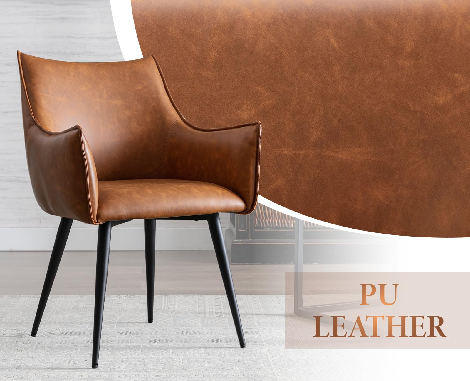 chairus Poltrona Lounge in Pelle PU Poltroncina Salotto con Gambe in Metallo Sedia Imbottita per Casa Ufficio Soggiorno (Marrone)