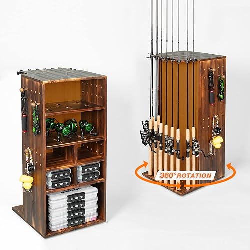 Soportes para cañas de pescar para garaje, rotación de 360 grados, soportes para caña de pescar con capacidad para hasta 10 cañas o combos,