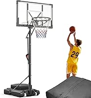 FirstAsk Portable Basketball Hoop 44 Inch Shatterproof Backboard, 5.25-10FT Height Adjustable for Kids Teens Adults - Outdoor Driveway Indoor Use
