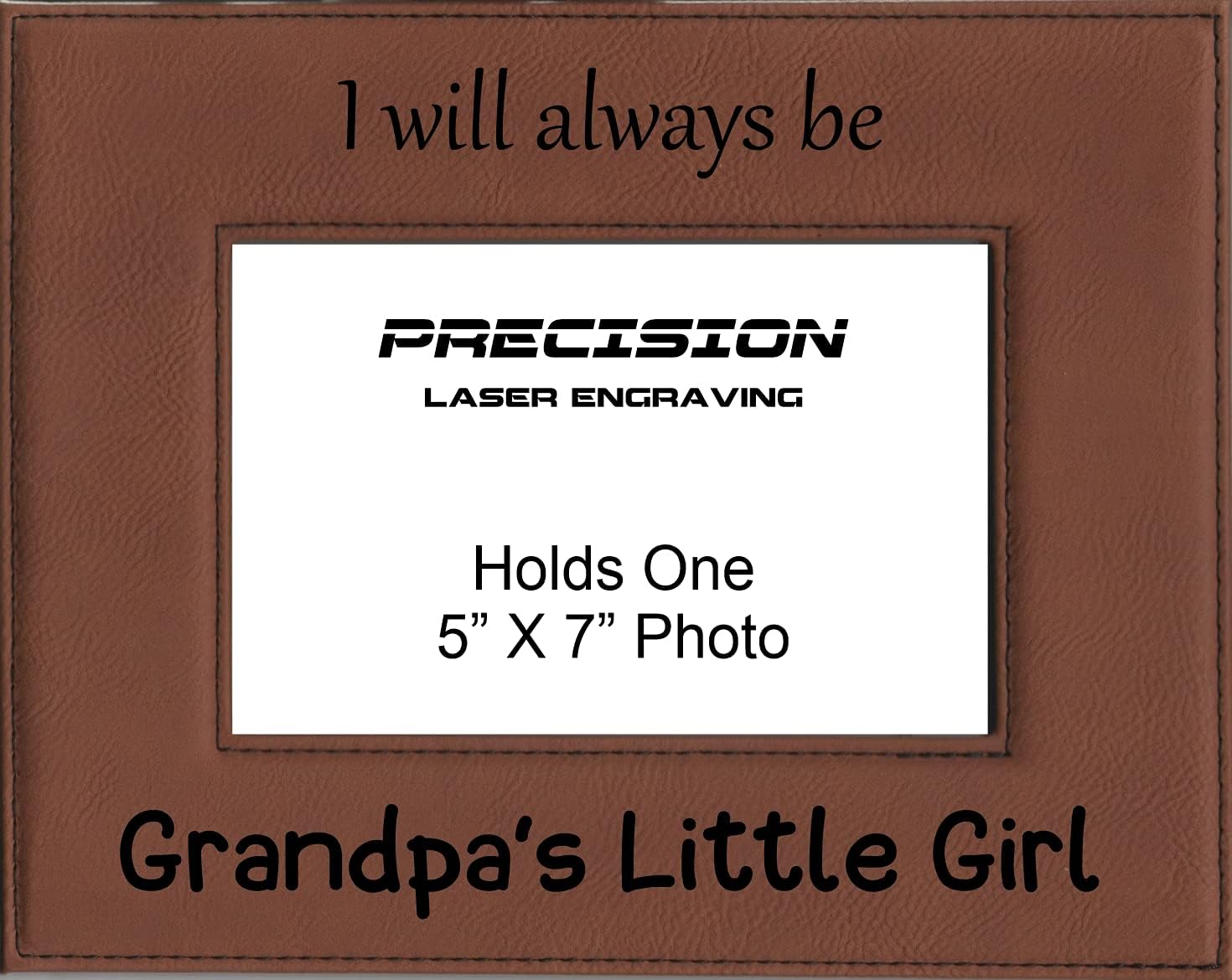 Grandpa Gifts I Will Always be Grandpa's Little Girl Engraved Leatherette Picture Frame Fathers Day