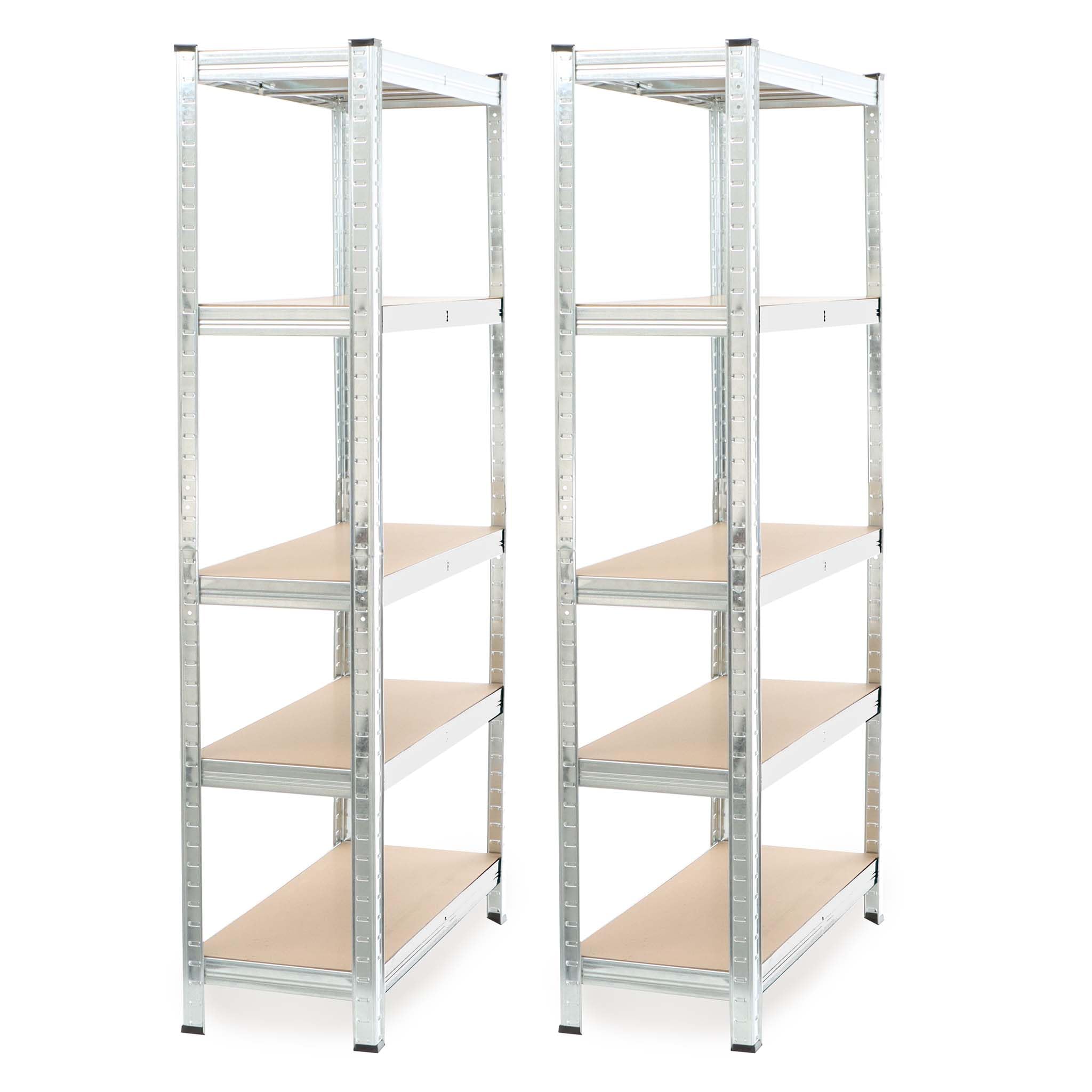 Wiltec 2x Regał magazynowy z ocynkowanej stali 90 x 30 x 180 cm, regał garażowy do 875 kg z montażem bez narzędzi, regał do piwnicy i magazynu