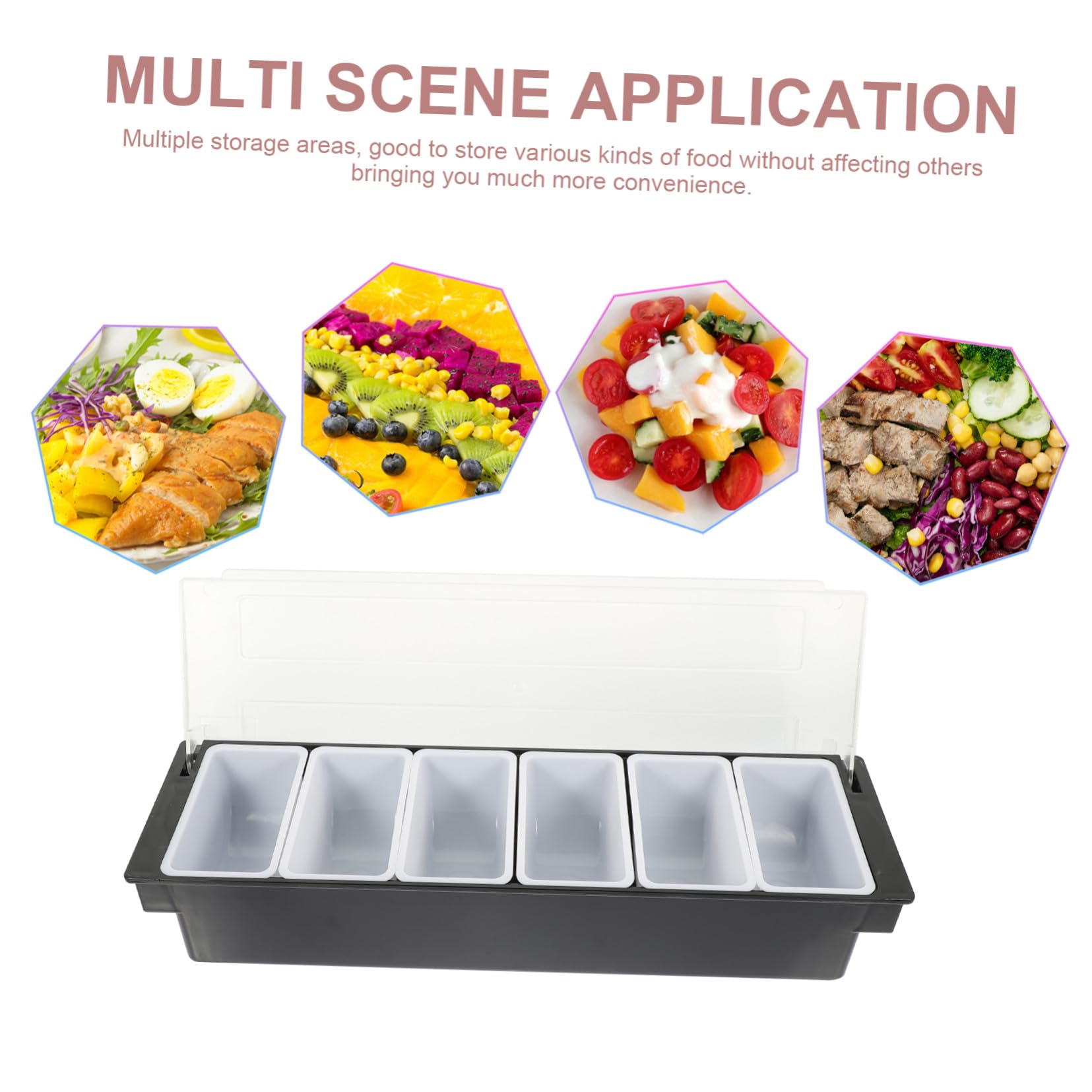 Caja de Snacks Secos de Plástico 6 Compartimentos, para Servir Refrigerios y Almacenar Dulces Bandeja de Organización de Mesa