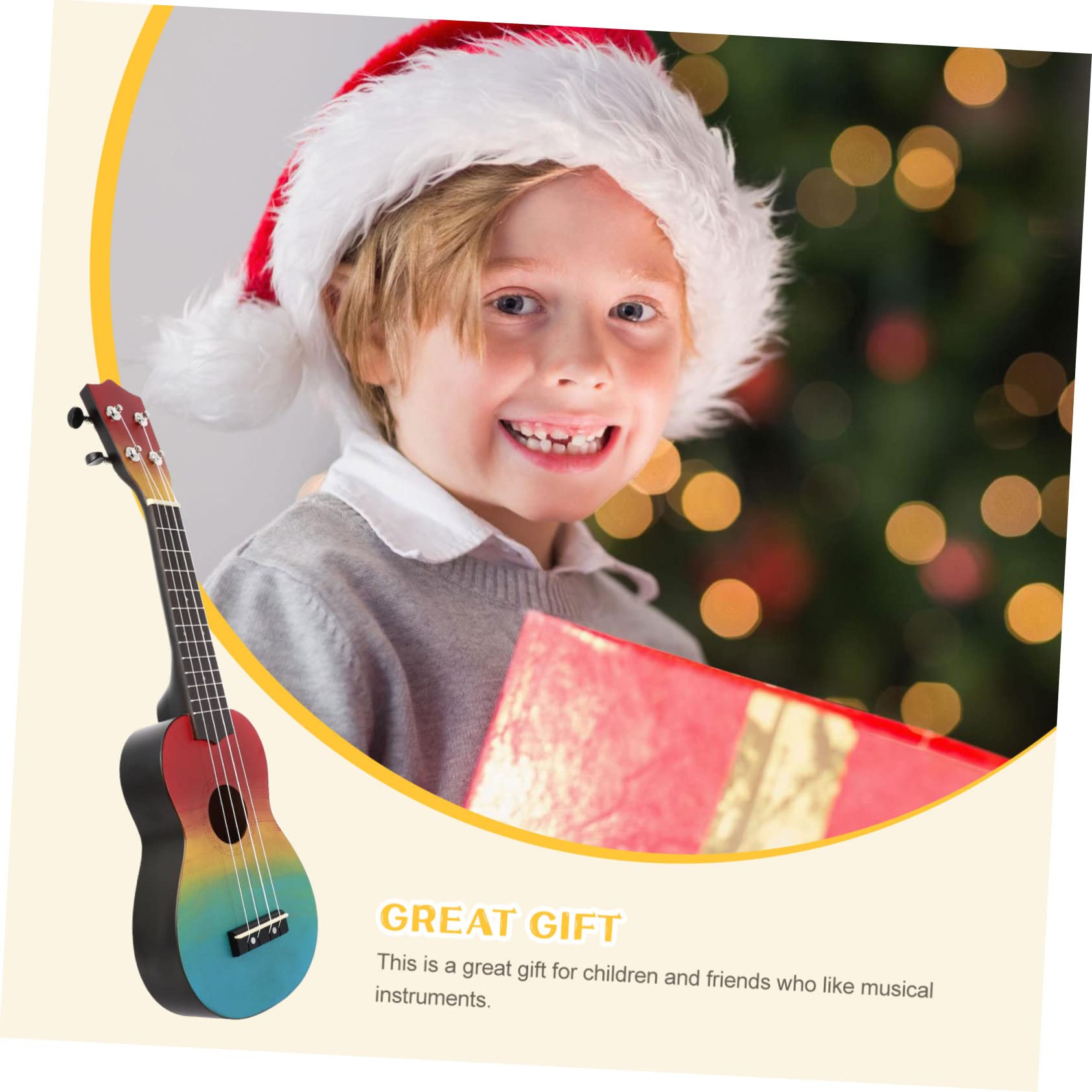 Toyvian Ukulele Chitarra in Legno Naturale da Strumento Musicale Giocattolo per Principianti Impugnatura Comoda