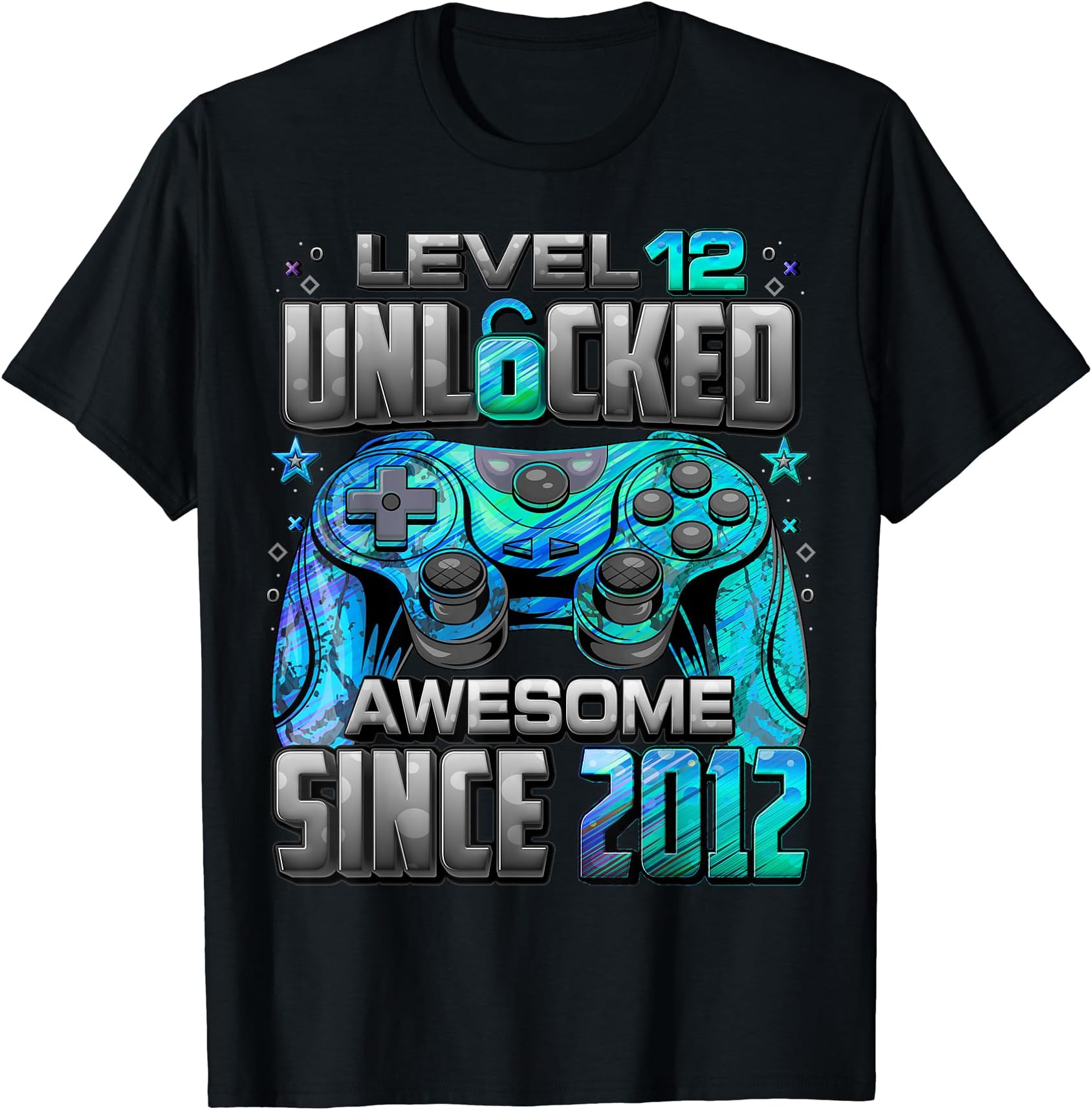 Level 12 Unlocked Awesome Since 2012 12th Birthday Gaming T-Shirt