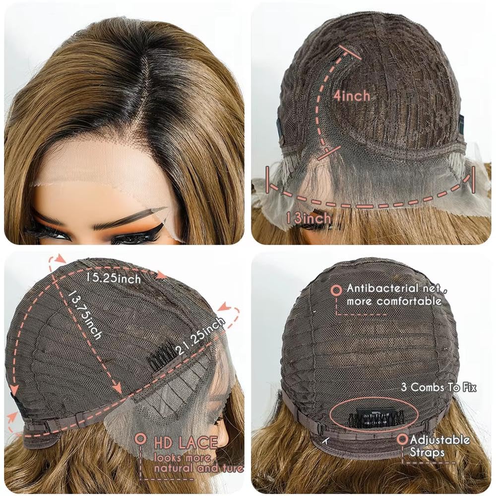 Haarpflege Blonde Gewellte Ombre Lace Front Perücken Für Frauen(4)