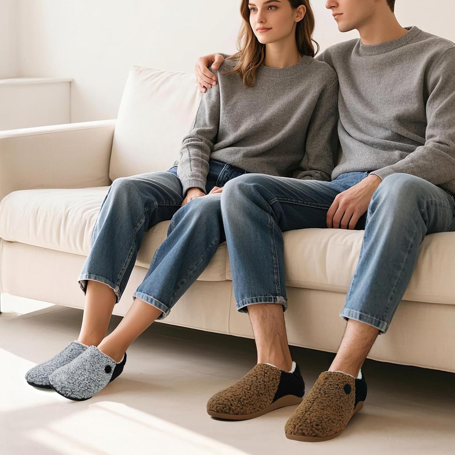 ERGOfoot Orthopedic Slippers with Arch Support for Women and Men – Fuzzy House Shoes for Plantar Fasciitis Relief, Closed Back, Soft Plush Sherpa Fleece Lining Moccasin - Image 2