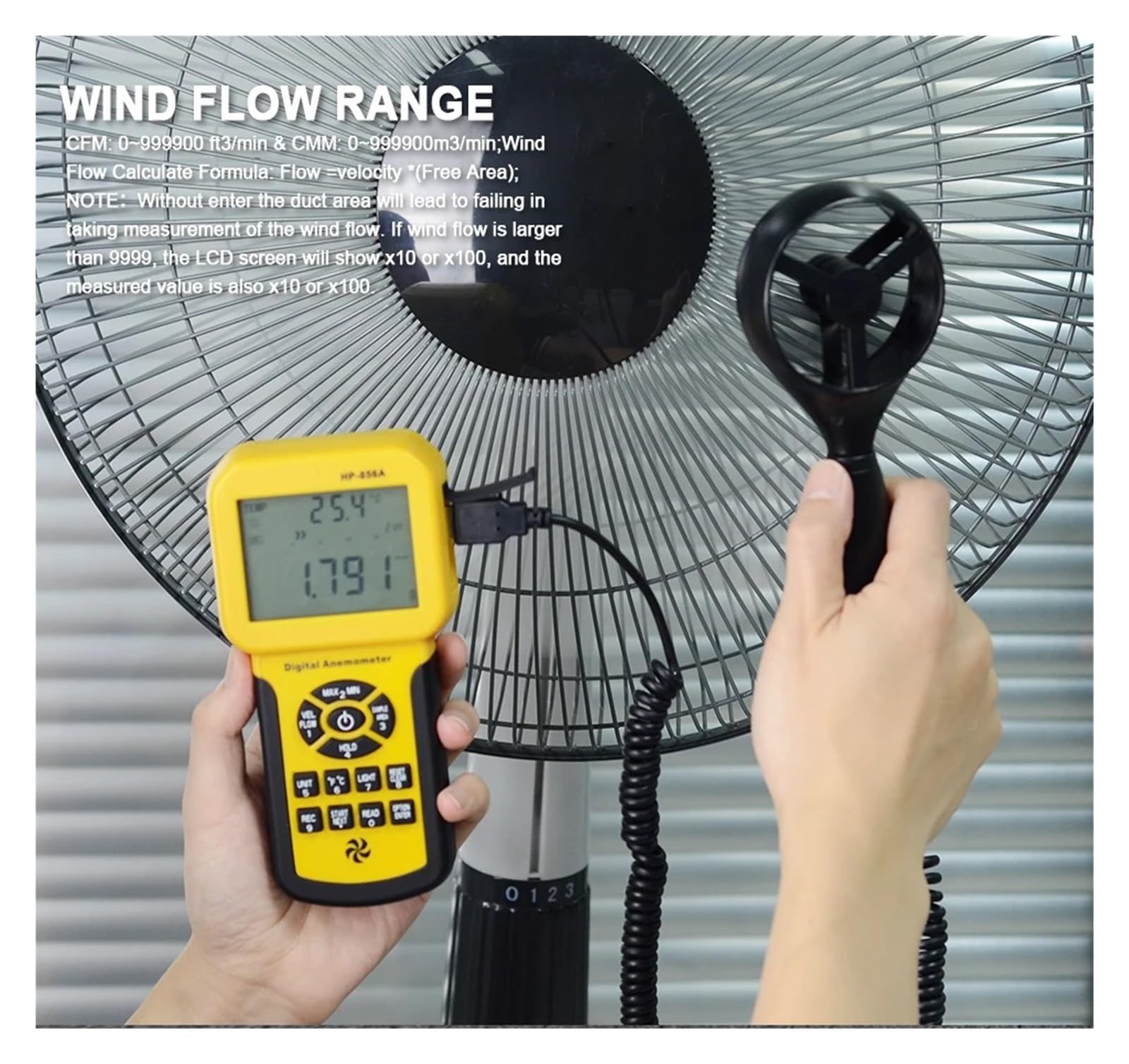 856A Digital Wind Speed Air Volume Meter Anemometer USB/Handheld with Data Logger and Carry Case