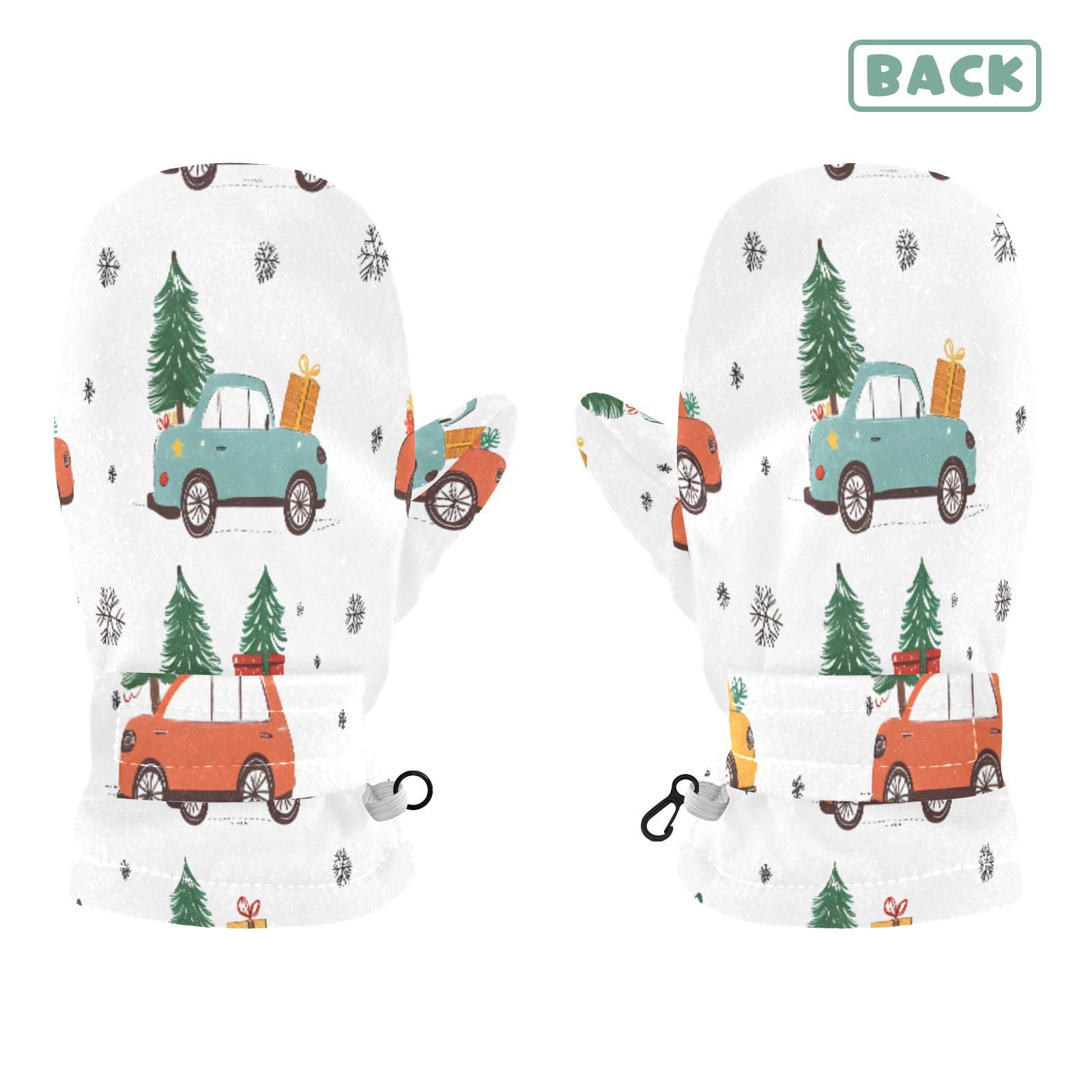Kid's Winter Gloves Children Warm Gloves Car Christmas Tree for Boys Girl Age 4-6 Years