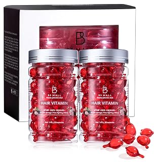 BS-MALL Hair Treatment Serum – 120 Capsules with Avocado Oil, Vitamins A, C & E, Biotin & Sodium Chloride – Fragranced with Osmanthus & Jasmine for Frizzy & Damaged Hair - Amazon product rated Grade B