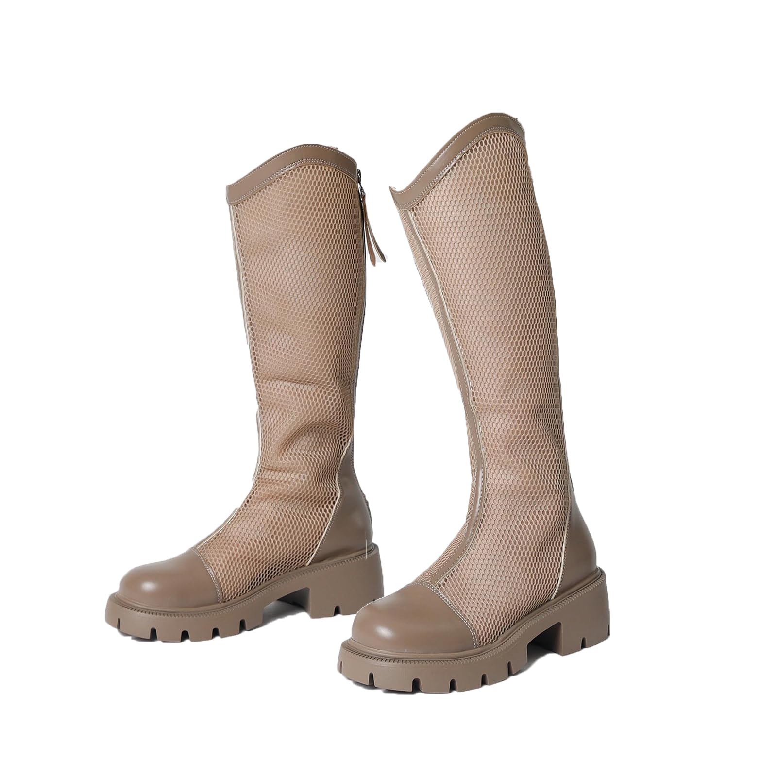Bottes d'équitation d'été en kaki avec talons de 6 cm