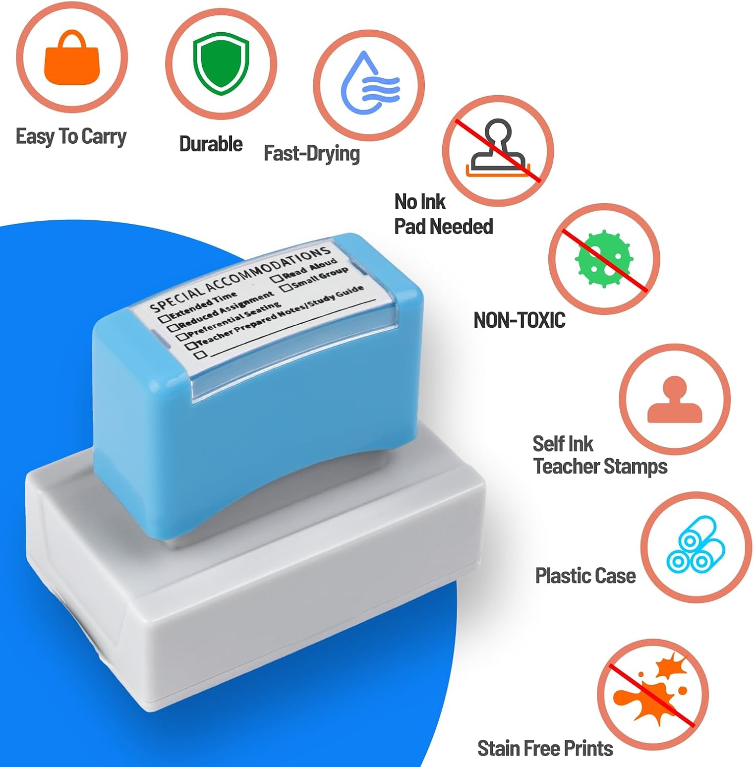 Special Accommodations Self Inking Stamp for Teachers SPED Modifications Rubber Stamp Teacher Back to School Teacher Stamps Teacher Must Haves Dormitory Supplies (Blue)