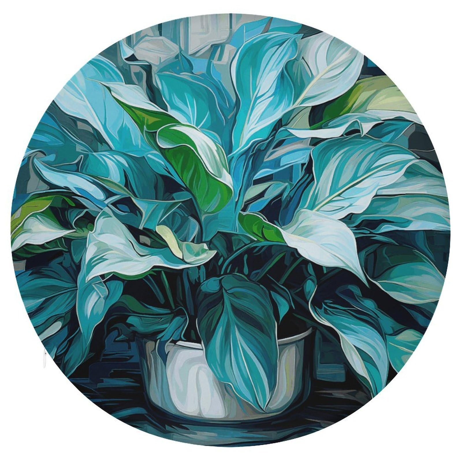 Wsoihfec Style Many Green Leaves Seat Cushion Round Chair Pad