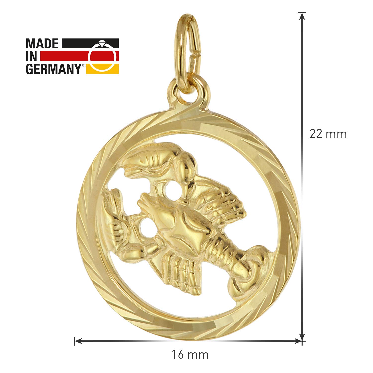 trendor Sternzeichen Krebs 333 Gold Anhänger Ø 16 mm 39000-07 | modischer Sternzeichen Anhänger aus Echtgold für Damen und Herren, elegante Geschenkidee,