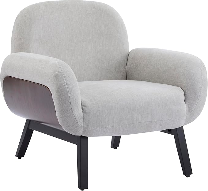 Sillón Lounge Tela Gris Claro Madera miniatura 4