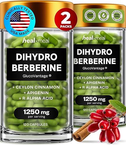 Miniatura 10 de Suplemento de Dihidroberberina HealMeal - Berberina Deshidro Orgánica - Suplemento Súper Berberina con Canela de Ceilán y Ácido Alfa Lipoico R y