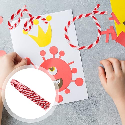 Miniatura 9 de VALICLUD Limpiadores de Navidad para manualidades, tallos de chenilla blanca y roja, a granel, decoración de manualidades, 50 unidades