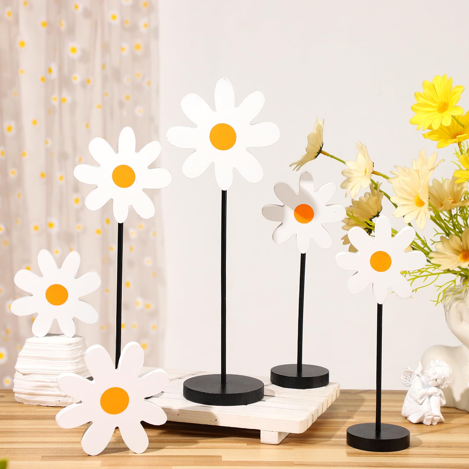 Amazon.com: Geetery 6 Pack Summer Daisy Table Decor Wooden Daisy