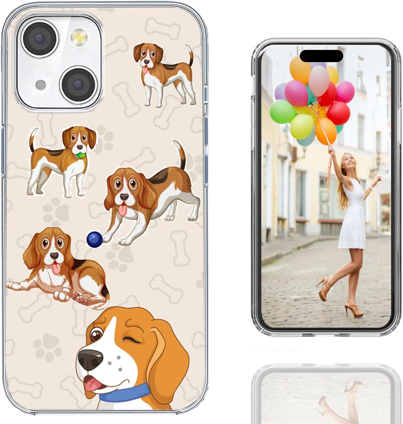 for iPhone 15 Case for Women Girl Men, Full Protective Shockproof Soft TPU Clear Slim Phone Cover Cases with Design for iPhone 15 6.1,Cute Cartoon Animal Pet Dog Puppy Funny Beagle Ball - Image 4
