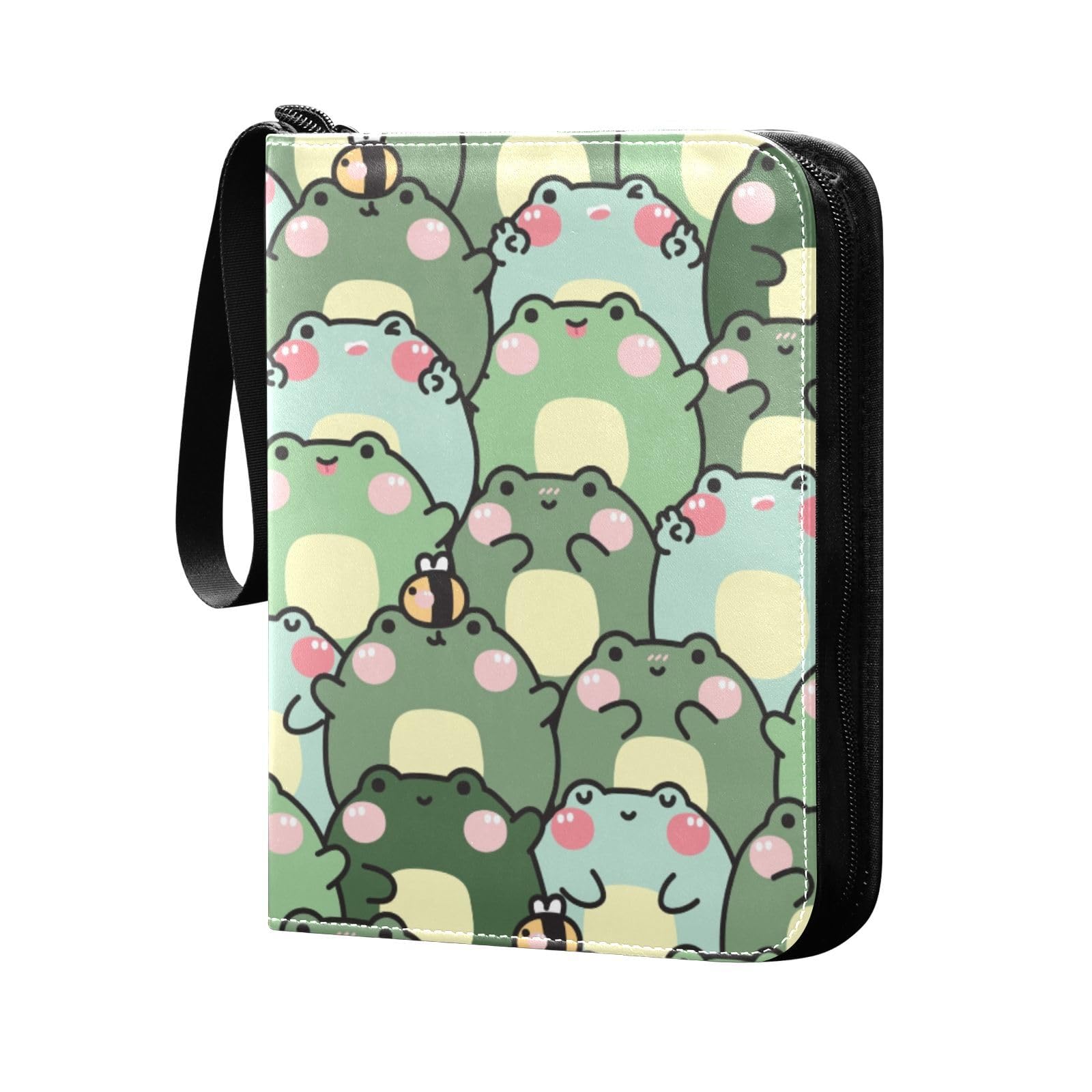 Grckit C118 Cute Chubby Frog Card Binder 4-Pocket, 400 Pockets Trading Cards Holder Games Card Albums Storage Organizer Case For Football, Baseball Cards