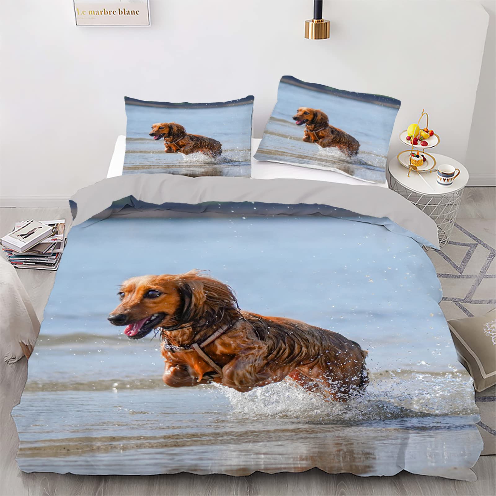 Parure de lit 220x240 anti-plis et hypoallergénique grise pour adulte