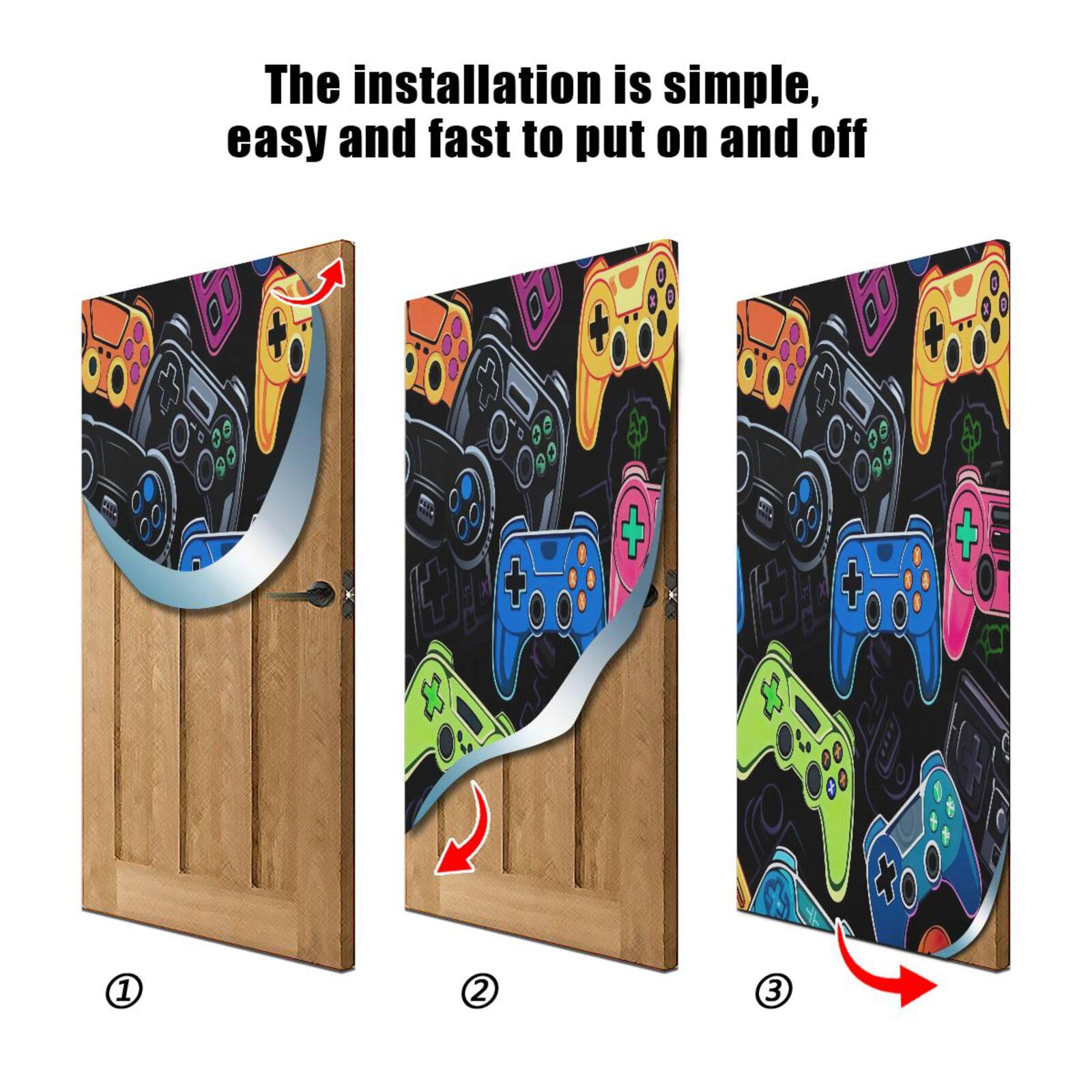 FLildon Cartoon Game Controllers Door Cover Decoration, Party Accessory Porch Decor for Festive Ornament Room Door Covers 35 x 79 Inch