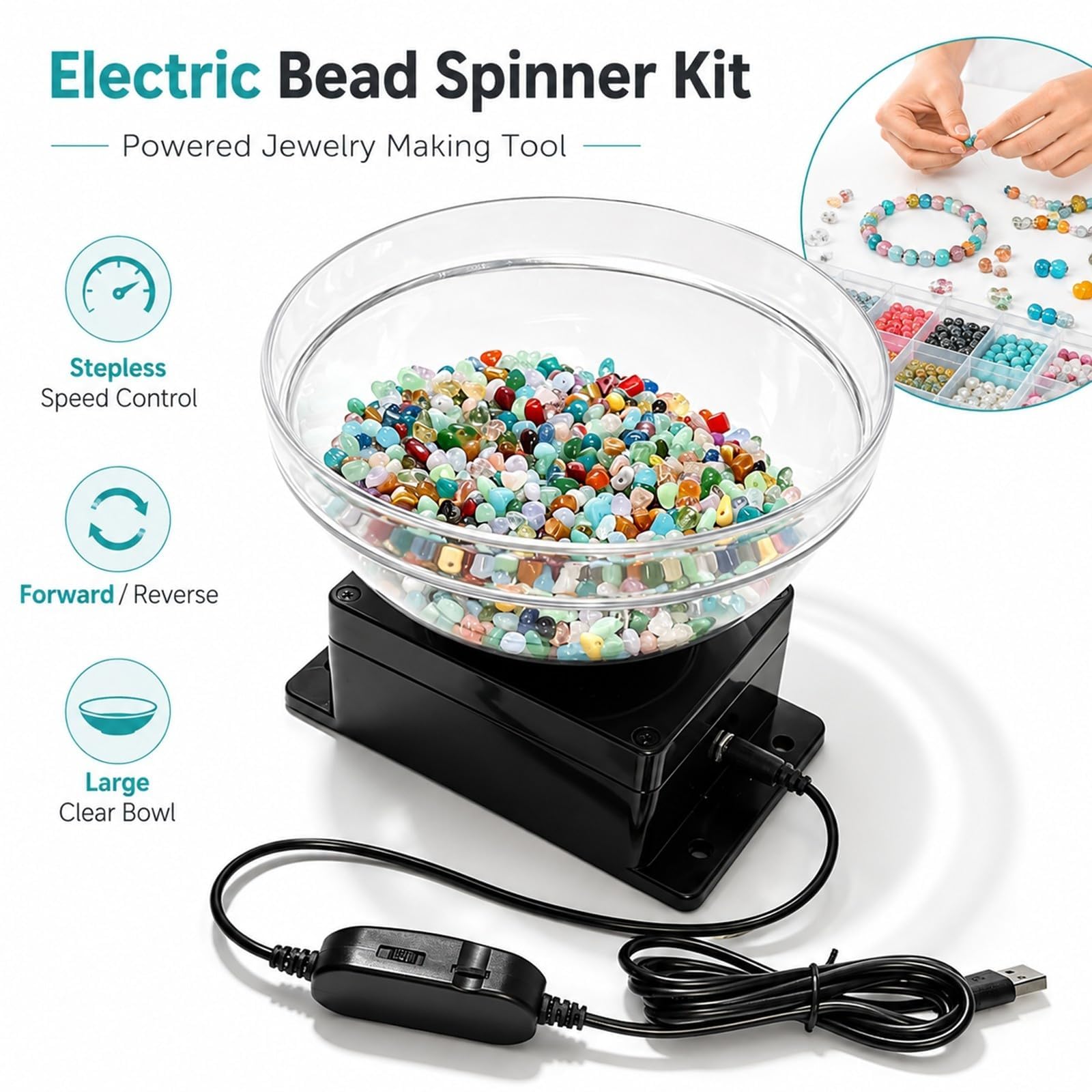 Kit de Toupie Électrique pour Perles pour la Fabrication de Bijoux