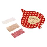 Traditional Hindu Pooja Set with Roli Chandan Mishri,and Rice, for Navratri puja Diwali and bhaiya dhooj Red and Gold Leaf Holder, 4 Pieces