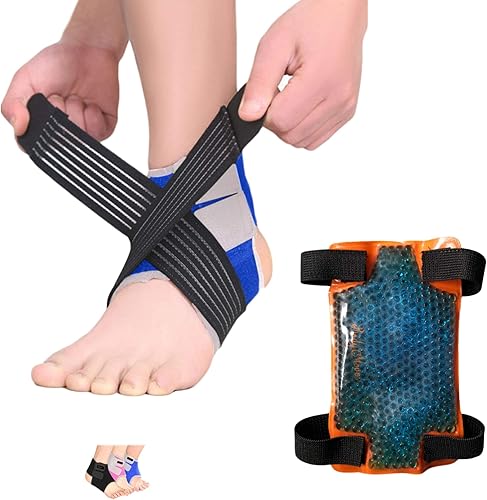 Miniatura 1 de BodyMoves Soporte de tobillera para niños, además de bolsa de hielo caliente y frío (azul activo, pequeño para niños pequeños (EE.UU. 12-3))