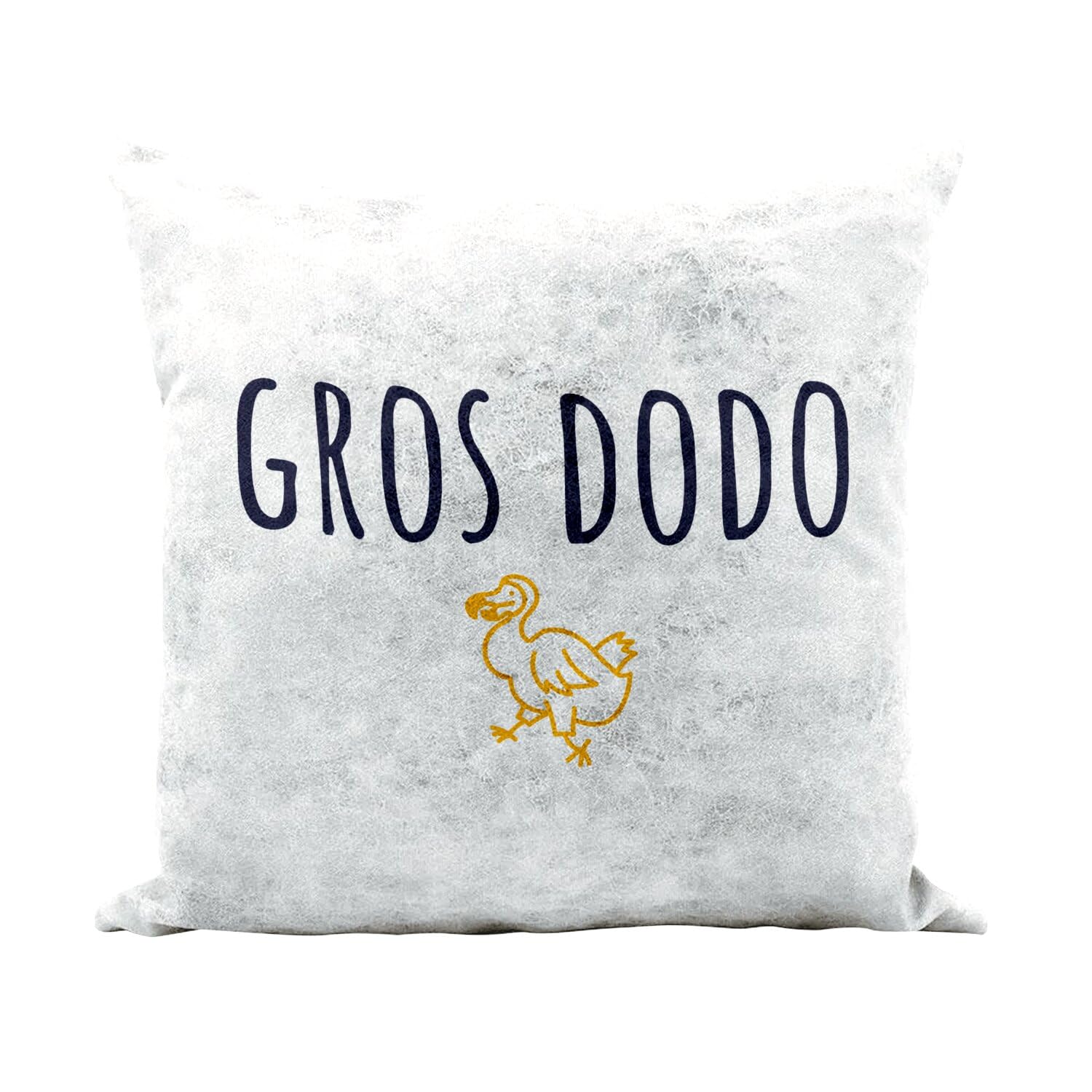 Coussin similicuir blanc 40x40 cm Gros Dodo humour animal