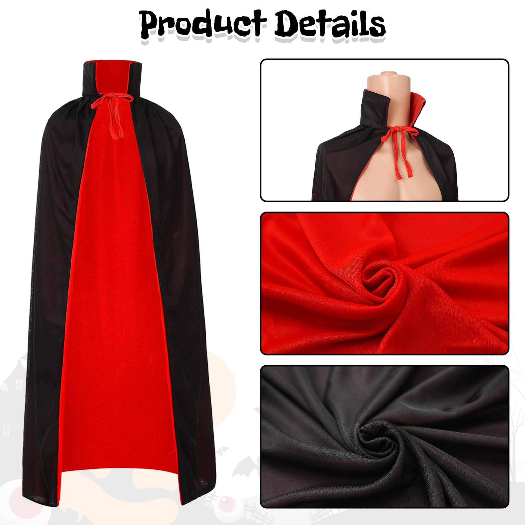 NMKL 4Pcs Halloween Devil Costume Women Set Reversible Devil Cloak with Devil Horns Headband Devil Fork and Eye-mask for Cosplay Party Outfit (120) - Image 4