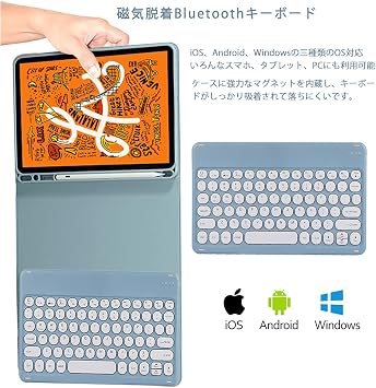 iPad Mini 5 Keyboard Case, Protective Cover with Bluetooth Keyboard for iPad Mini 5/Mini 4/Mini3/Mini2/Mini 1 Detachable Type Cute Round Key Apple Pencil Storage Stand Function Thin Folio Full