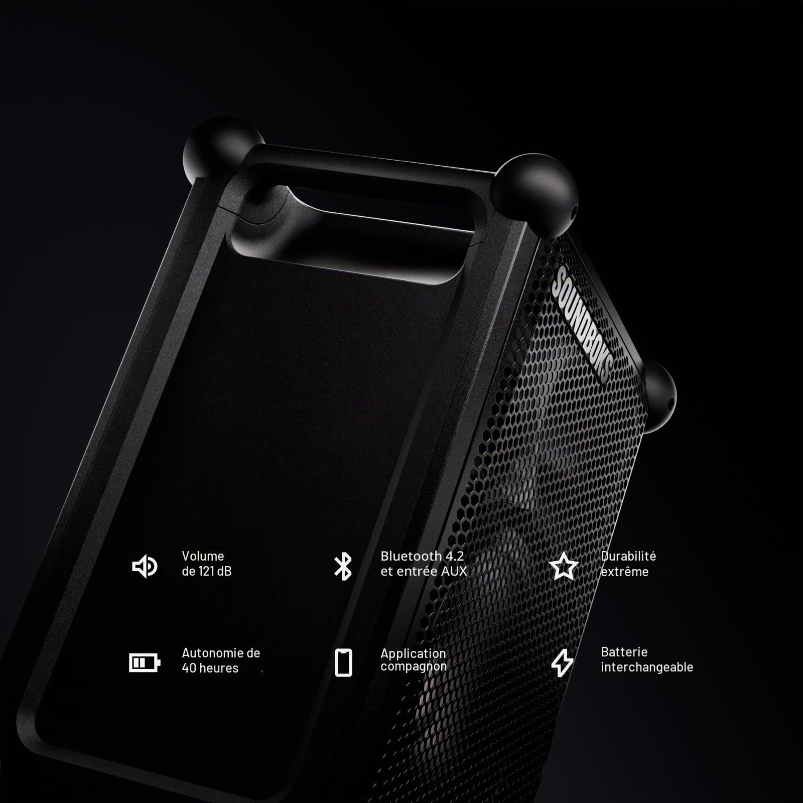 Soundboks Mix - Enceinte Bluetooth portable - Design durable et résistant aux intempéries (IP65) - Batterie rechargeable USB-C - Ultra-bruyante - 121dB - Haut-parleur pour intérieur et extérieur - 40