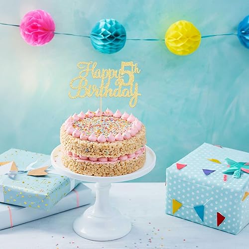 Miniatura 7 de Gyufise 1 pieza de decoración para pastel de 5 cumpleaños con purpurina para quinto cumpleaños, felicitaciones a 5 años de edad, 5 años, fabulosas