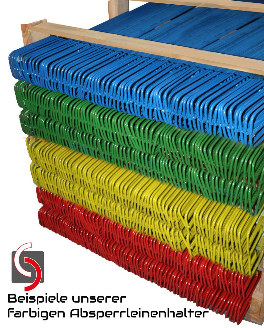 100 Stück rote Absperrleinenhalter 1200mm Laterneneisen, Halter für Warnband, Fangzaun, Absperrkette