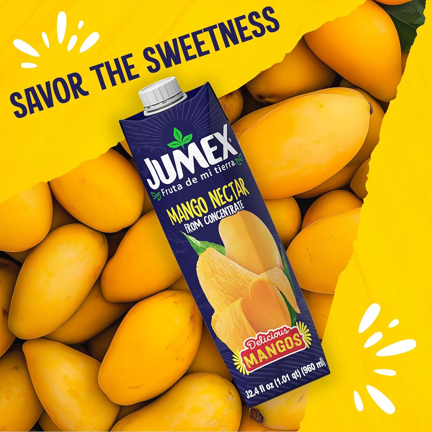 Jumex Mango Nectar - Mango Juice Nectar Made with Fresh Fruit Puree - Tropical Fruit Juice Concentrate for Smoothie Mix, Cocktail Mixers, Kids Drinks & Mexican Beverages - 32.4oz, 12 Pack Carton
