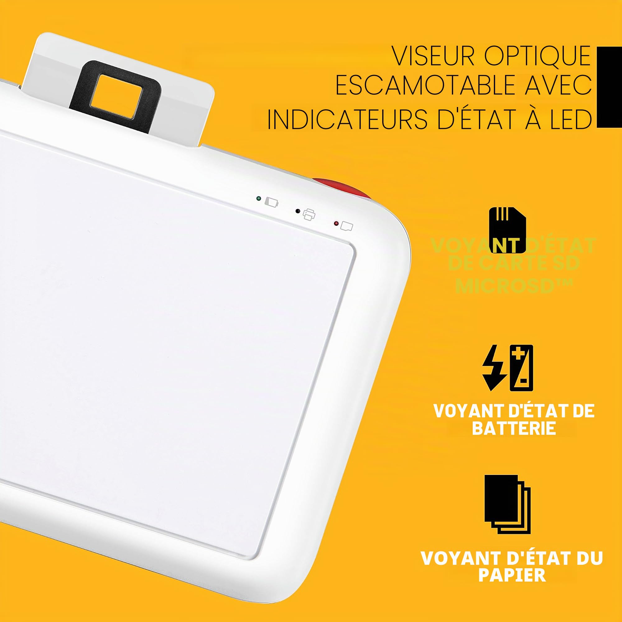 KODAK Step Appareil photo Appareil numérique instantané avec capteur d'images 10MP, ZINK Zero Ink - Blanc