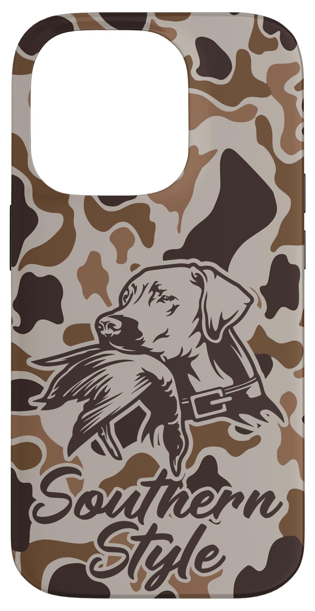 iPhone 14 Pro Old School Camo Southern Style Duck Hunters With Dog Case