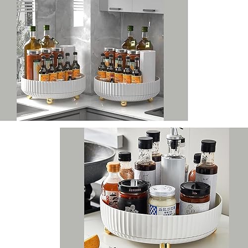Miniatura 6 de Lazy Susan - Juego de 2 platos giratorios, organizador de perfume de maquillaje blanco, bandeja de almacenamiento giratoria de 360, diámetro de 8.6