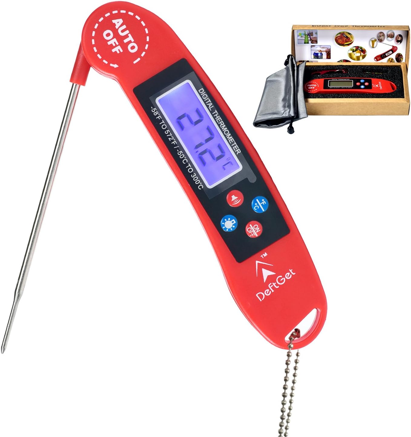 Instant Read Meat Thermometer Digital for Grill BBQ Baking Steak Grilling Cooking & All Professional Food Thermometer Upgrade - Includes Internal Meat Temperature Guide