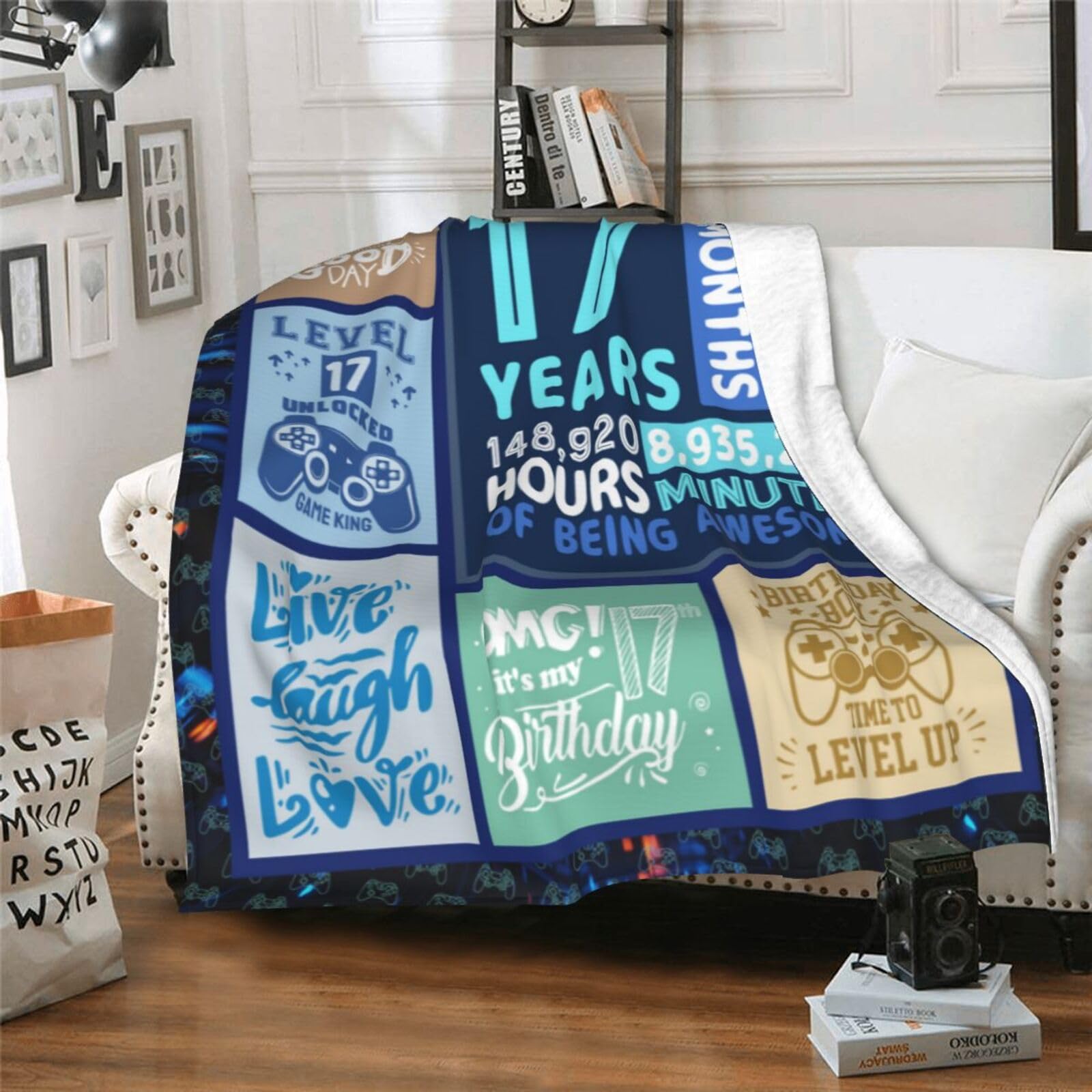 KJACGAD 17 Years Old Boy Gift Ideas, Birthday Gifts for 17 Year Old Boys, Best Gift for a 17 Year Old Boy, Happy 17th Birthday Decorations for Boys Throw Blanket 60
